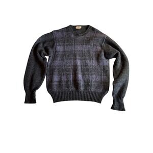 Woodward‎ Vintage Made in Ireland 100% Shetland Wool Plaid Sweater Mens Large L
